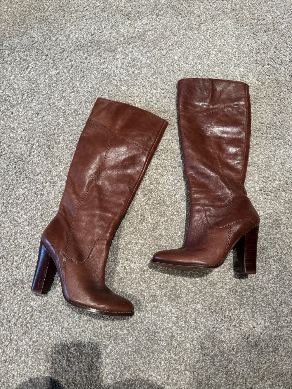 Audrey Brooke Tall Brown Leather Heeled Boots